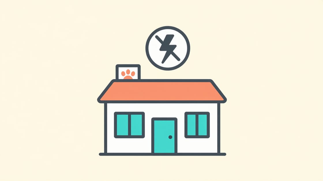 Illustration of the clinic with a power-off symbol above it